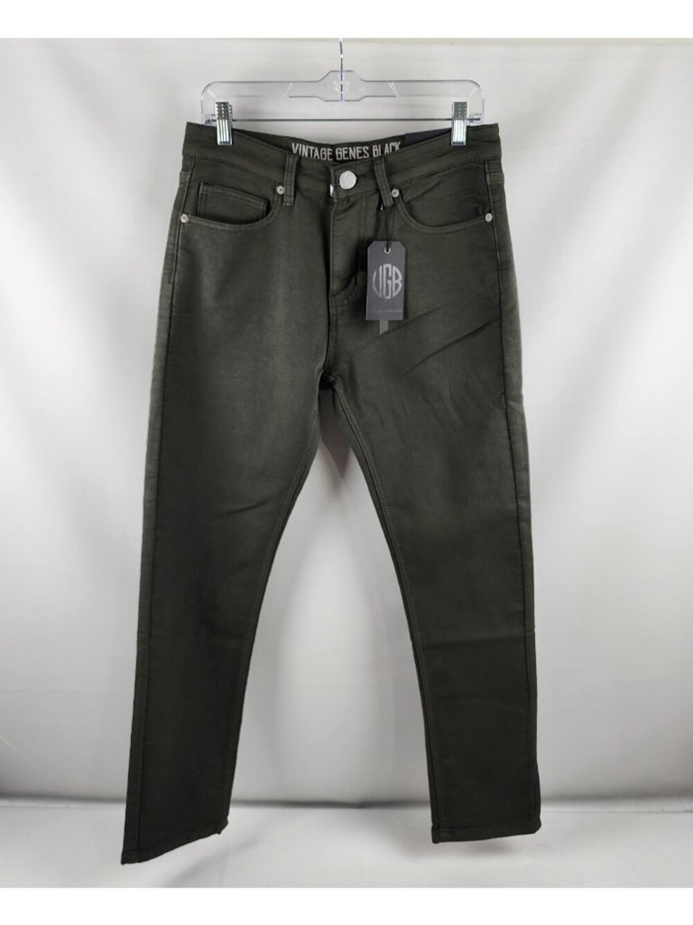 Vintage Genes Black Jeans Mens 30x30 Green Slim Fit Denim NWT